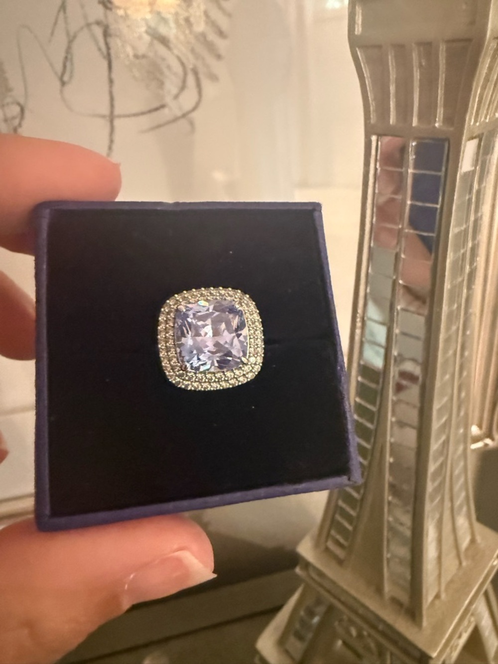 Swarovski Cushion-Cut Double Halo Ring
